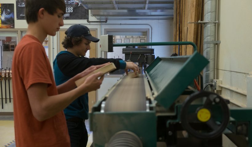 Students working in shop