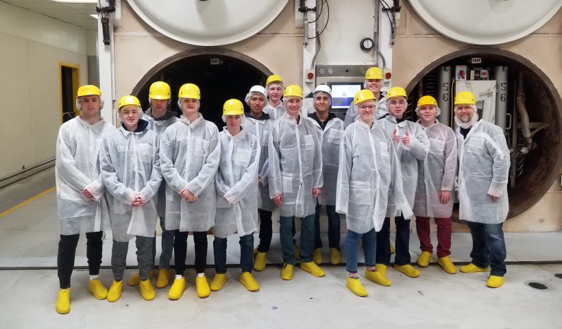 Engineering students on a field trip at OFD foods