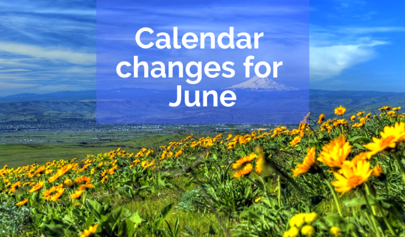 Calendar changes for June